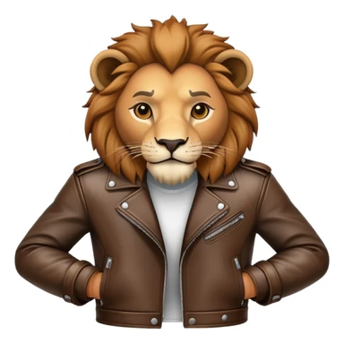 lion in a leather jacket, cool pose sticker