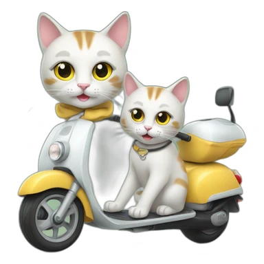 Mother cat and his baby cat on a scooter sticker