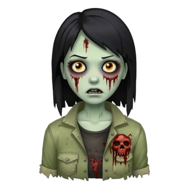 mulher zumbi cabelo liso preto sticker