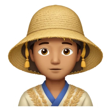 Asian guy with a rice hat, eyes more closed sticker