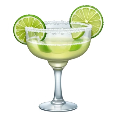 Margarita – glass with salted rim, lime wedge, ice sticker