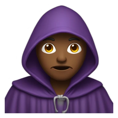 Purple robed hooded person starting into the camera angry face mean sticker