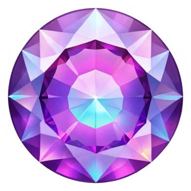 round cut purple opal with precise gemstone facets and holographic color play and fire sticker