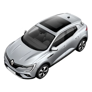 Renault Megane E-Tech electric car, top view, gray color, compact crossover sticker