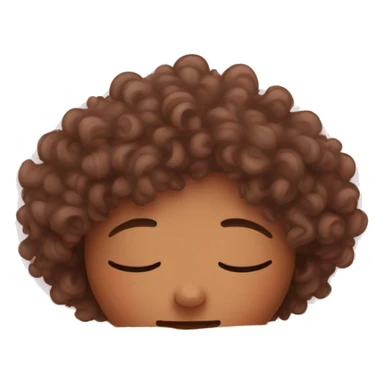 curly haired girl with skin sleeping in bed under light pink covers  sticker