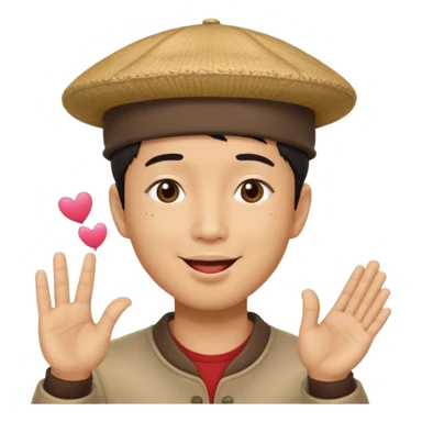 asian man in asian hat blowing a kiss sticker