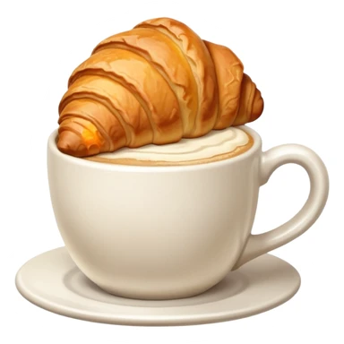 Croissant near cappuccino sticker