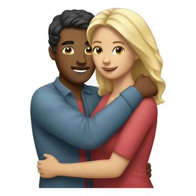 Blond man and hispanic woman hug each other sticker