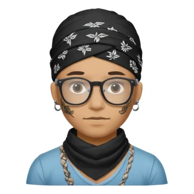 character with bandana and glasses and tattoed sticker