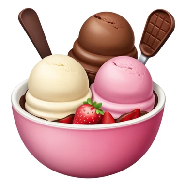 Neapolitan ice cream scoops in a bowl sticker
