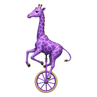 A purple giraffe riding a unicycle  sticker
