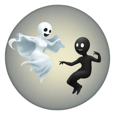 a female ghost and a male ghost dancing as a Ying yang sticker