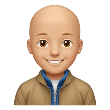 bald boy smiling in jacket sticker