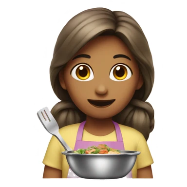 Girl eat cooking sticker