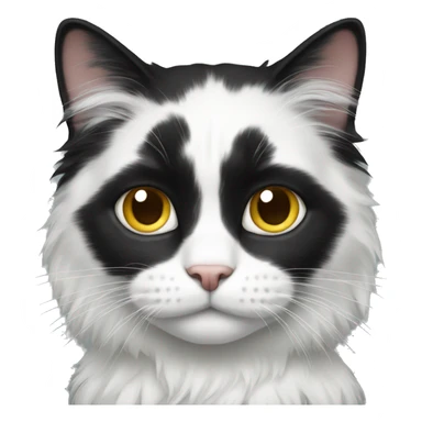 black and white cat long haired sticker