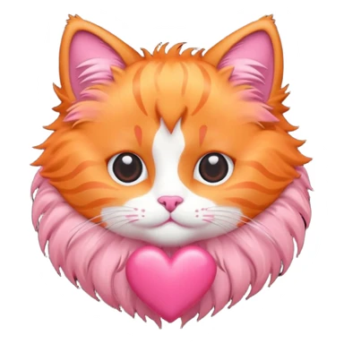 Gato naranja corazón rosa kawaii sticker