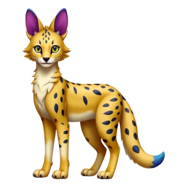 Epic Cute Colorful Dark Sergal-Serval-Vernid full body  sticker