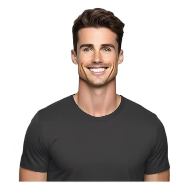 Mason mount Cristiano Ronaldo Matt Bomer 30 year old Silicon Valley product designer smiling with stubble and mustache in a black tshirt with broad shoulders profile photo sticker