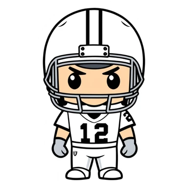 Wearing a Oakland raider helmet and uniform sticker