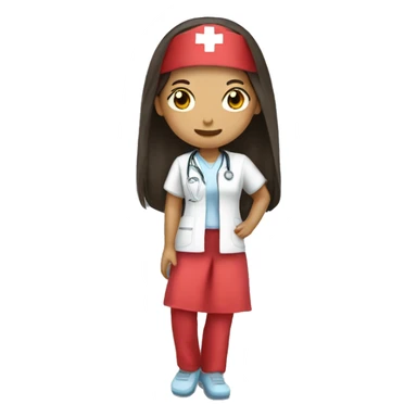 Mid 30 long hair Filipina Nurse with red scrubs sticker