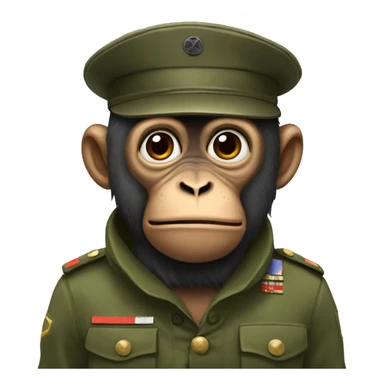 monkey in military outfit, clearly traumatized  sticker