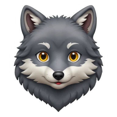 cute dark grey wolf inside heart sticker