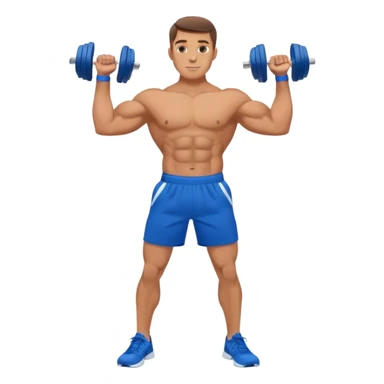 man with blue shorts doing side-lateral raise (T pose) with light dumbbells sticker