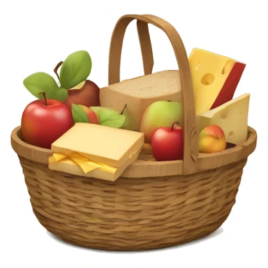 A woven picnic basket packed with fall goodies like apples, cheese, and sandwiches. sticker