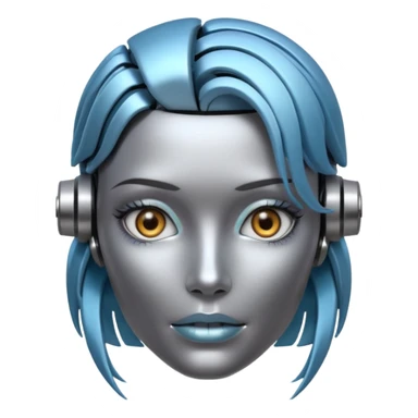 female different hair color metalic robot face like 3rd picture of the last one sticker