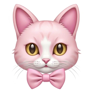cat wearing a light pink bow sticker