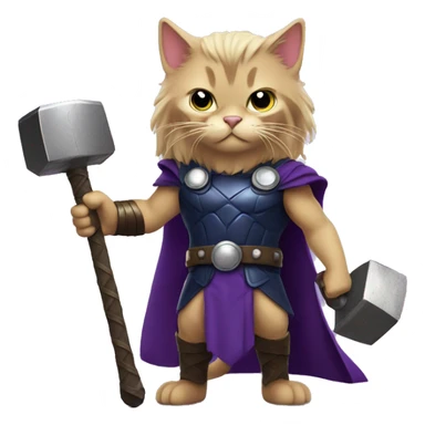Thor as purple cat with hammer sticker