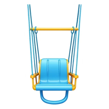 a colorful plastic swing with a safety bar in front, hanging from two ropes, glossy surface and soft shadows sticker