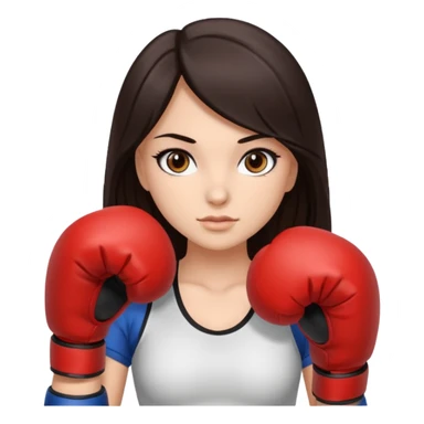 Beautiful girl,cabelllo castaño oscuro ，long hair,Black eyes,con guantes de boxeo sticker