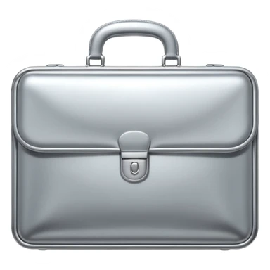 A luxury briefcase emoji made of polished silver chrome, smooth rectangular shape, metallic reflections, minimal high-end design, swag business aesthetic, iOS emoji style, centered, clean white background
 sticker
