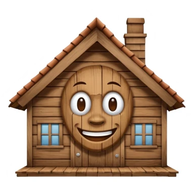 physical home with roof shaped face mascot on neck  sticker
