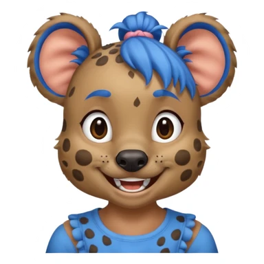 hyena with blue pigtail buns sticker