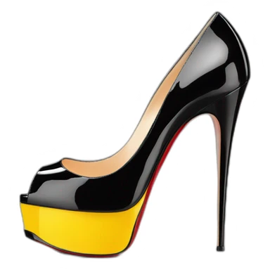 Louboutin Black patent Leather Lady Peep Toe Platform sticker