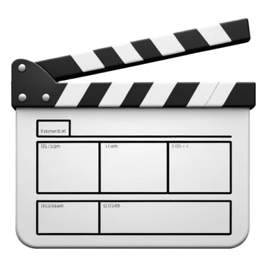 ultra simplified movie clapper, black and white, just two rectangles and a diagonal line, pure geometric abstraction sticker