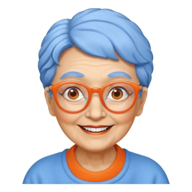 blue skinned orange glassed grandma sticker