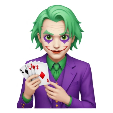 Faça um emoji bem real do Jocker com cartas na mao sticker