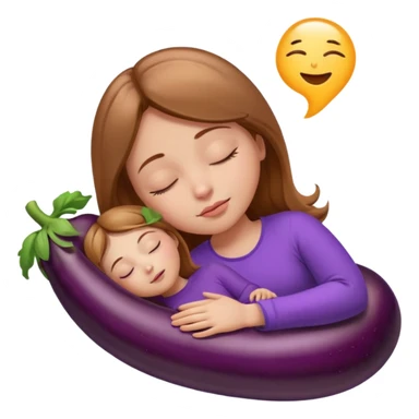 Girl with light brown hair asleep dreaming about eggplant sticker