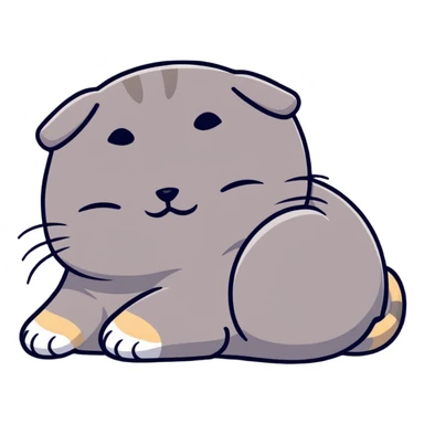 a peaceful sleeping Scottish fold cat with folded ears snoozing sticker