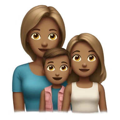 Mom with a son and daughter light skin and brown hair  sticker