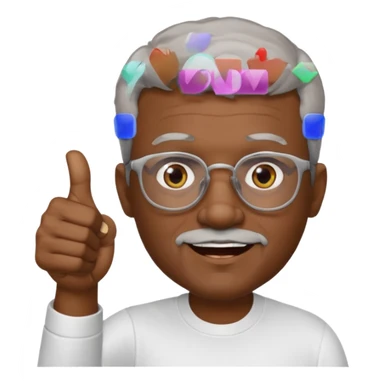 African American short graying hair and graying goatee man with eyeglasses giving thumbs up sign sticker