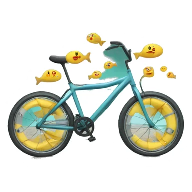bike with flippers swimming in a lake sticker