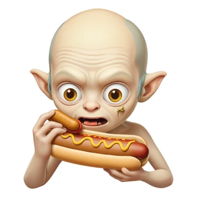 Gollum eating a hotdog sticker