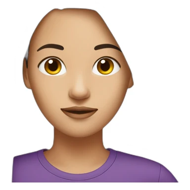 women,dark brown hair,using purple tshirt whith letters "4tech sticker