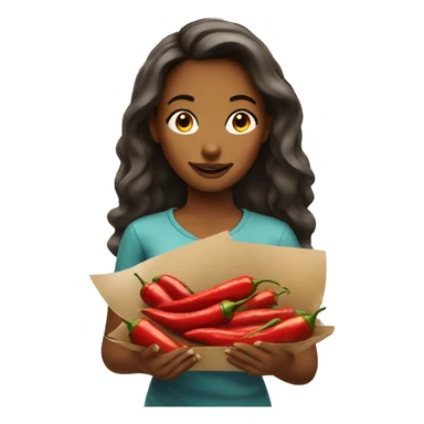 girl holding chilis menu sticker