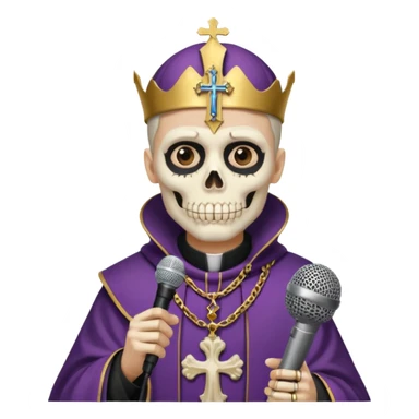 I man with a skeleton face paint dressed as a beshop holding a microphone  sticker