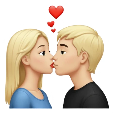 white boy with blonde hair kissing white girl with black hair sticker